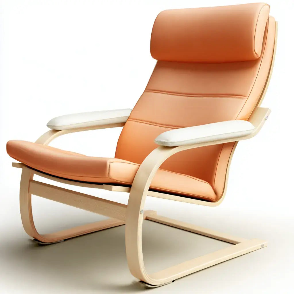 Mecedora con respaldo segmentado y base clara - naranja/beige