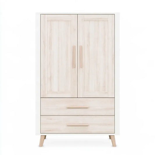 Armario con puertas lisas y cajones bajos - beige