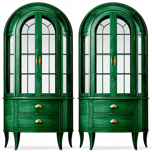 Juego de vitrinas con puertas altas arqueadas - verde