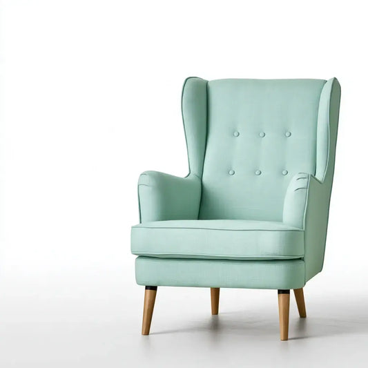 Sillón orejero verde con respaldo de botones, sofá y sillones de la marca modularsofahaven, diseño elegante y moderno.
